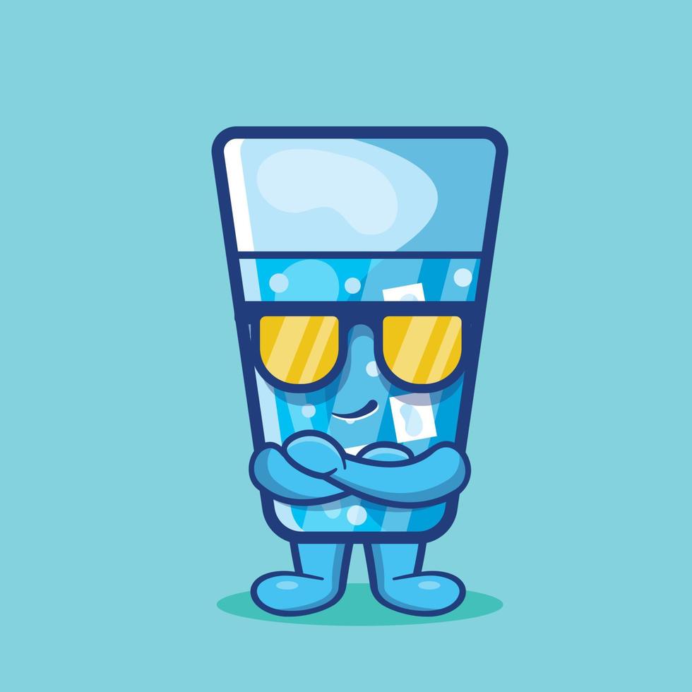 super cooles Eiswasser-Charakter-Maskottchen isolierter Cartoon im flachen Stil vektor