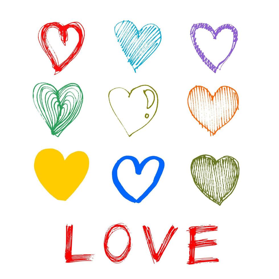 handritad illustration av hjärtat kärlek ikon på vit bakgrund vektor