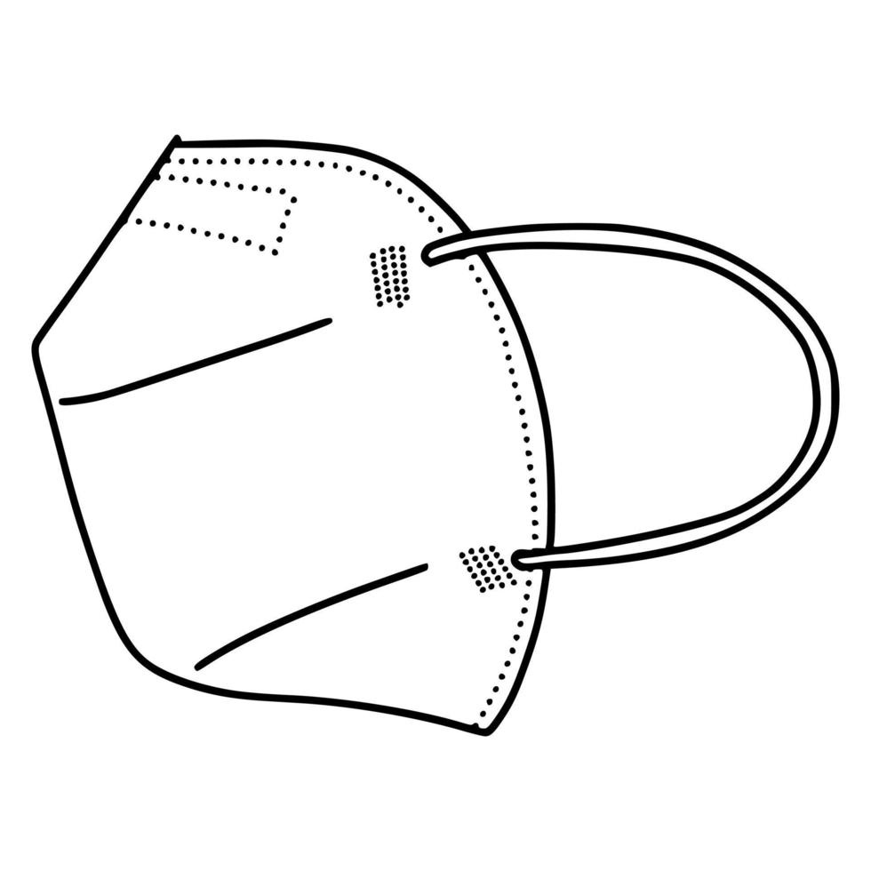 hand gezeichnete medizinische maske isoliert auf weißem hintergrund, koronaschutz .vektorillustration. vektor