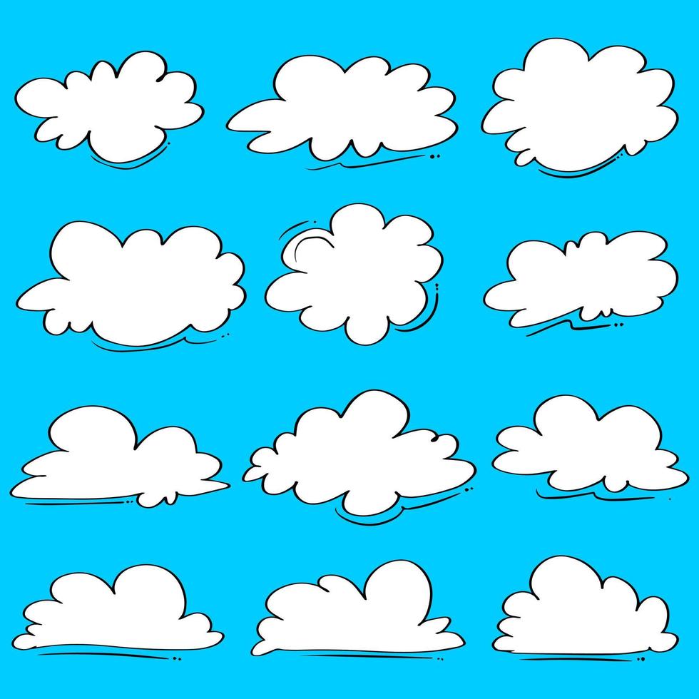 Doodle-Set von handgezeichneten Wolken. Vektor-Illustration. vektor