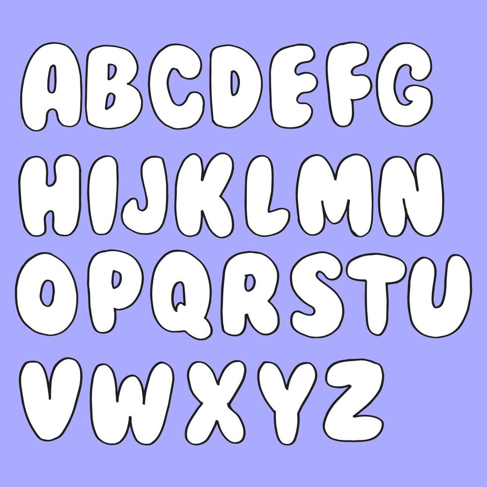 handritad doodle rolig teckensnitt. uppsättning av skiss söta alfabetet. vektorillustration för tidningar, tryck, webbaffischer, handritad typografi etc. vektor