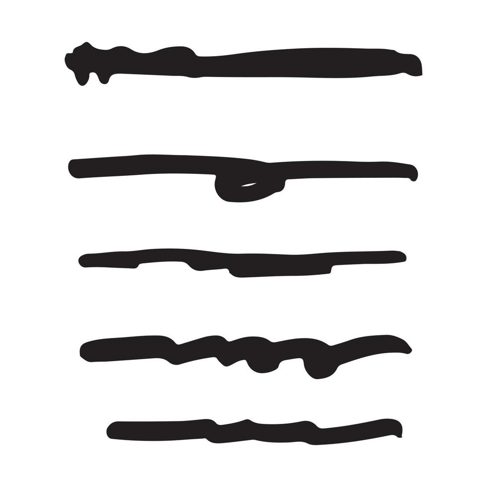 uppsättning av svart bläck penseldrag linje. uppsättning linje vektor illustration.
