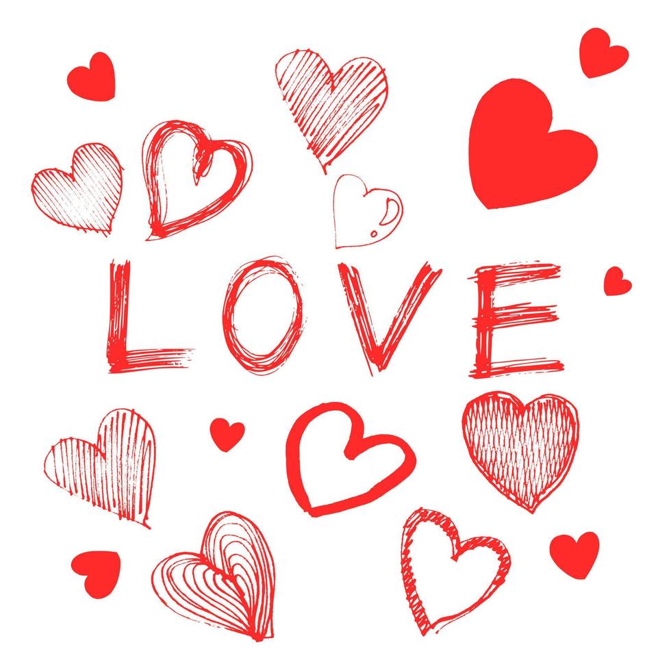 handritad illustration av hjärtat kärlek ikon på vit bakgrund vektor