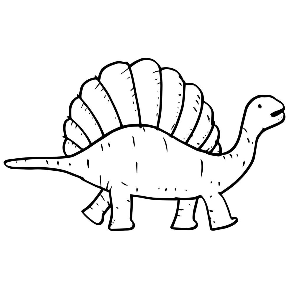 hand gezeichneter vektorgekritzel spinosaurus illustration.cartoon spinosaurus lokalisiert auf weißem hintergrund für farbseite, plakatdesign, t-shirt druck und aufkleber. vektor