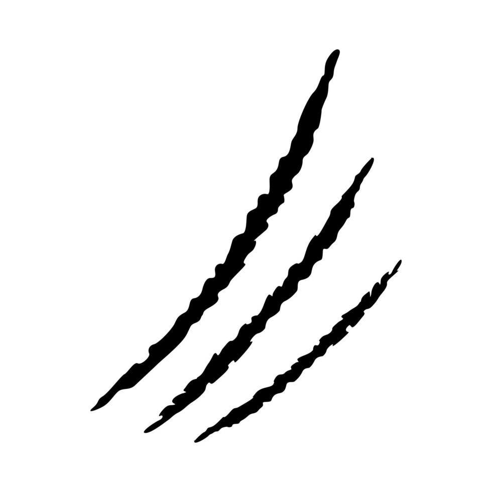 Krallen-Kratzer-Symbol isoliert auf weißem Hintergrund. mehrere Formen wilder Tiere. vektor