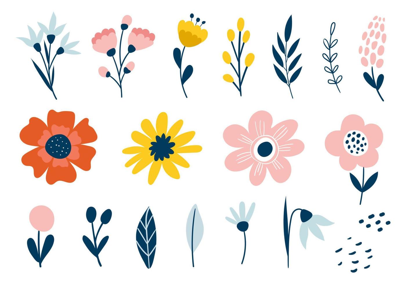 set med blommor. vektor illustration