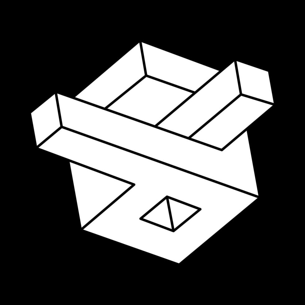 optisk illusion figur. omöjliga former. overklig geometri. abstrakta eviga geometriska objekt. vektor