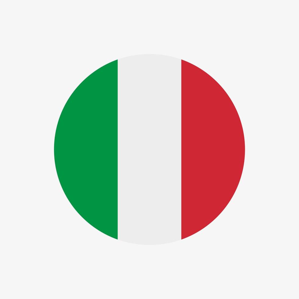 Rundes italienisches Flaggenvektorsymbol isoliert auf weißem Hintergrund. die flagge von italien in einem kreis vektor