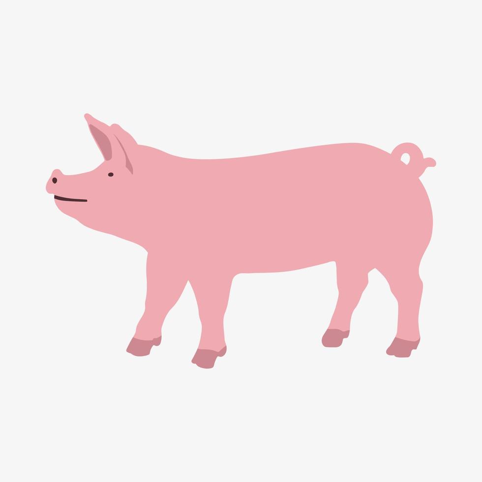 einfache Vektorillustration eines Schweins lokalisiert auf weißem Hintergrund. cartoon haustier illustration vektor