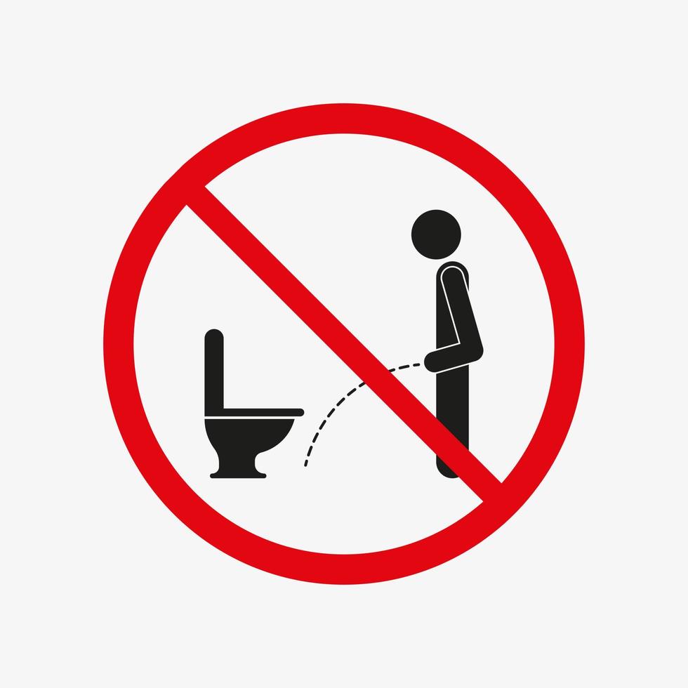 mann pinkelt auf den boden verbot. nicht erlaubt. Person, die uriniert. Vektorsymbol isoliert auf weißem Hintergrund vektor