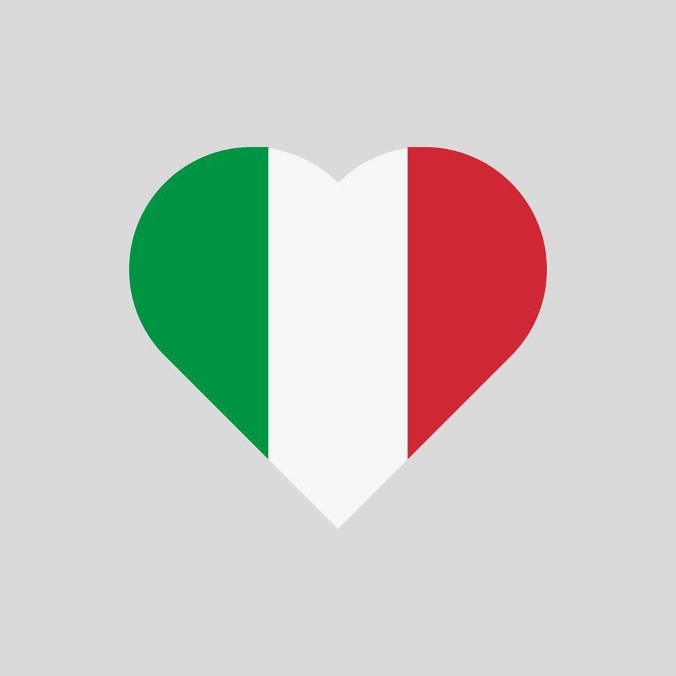 die flagge von italien in herzform. Vektorsymbol der italienischen Flagge isoliert auf weißem Hintergrund vektor