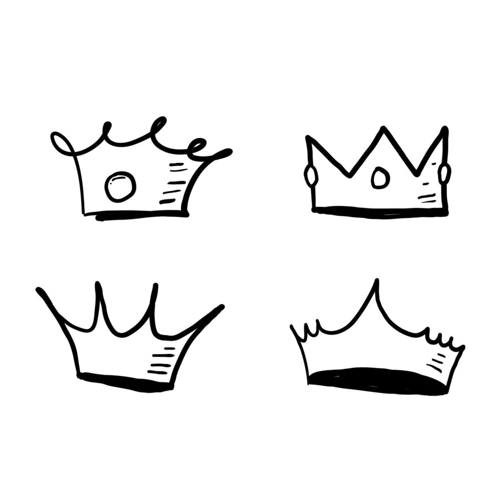 handritad doodle krona illustration vektor ikon isolerade