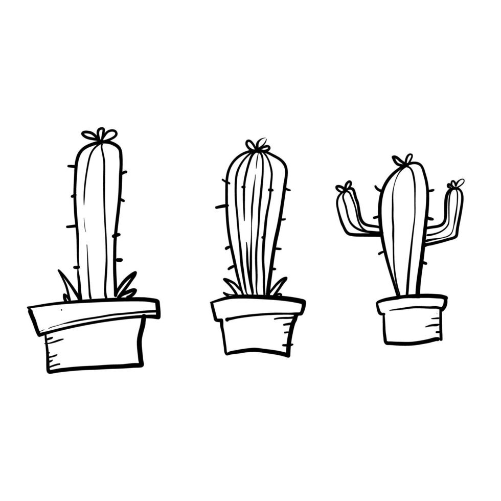 handritad doodle kaktus illustration vektor tecknad stil
