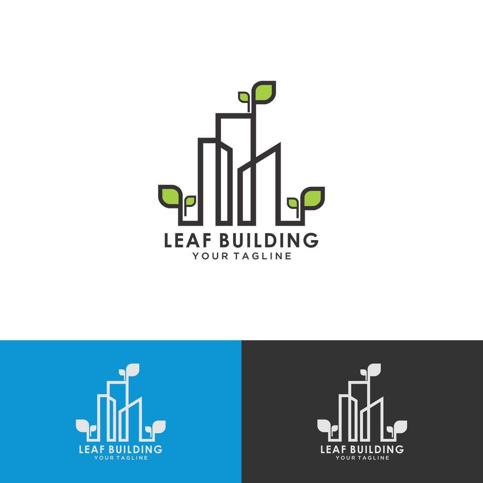 abstraktes grünes Stadtgebäude-Logo-Designkonzept. Symbol für Wohn-, Wohnungs- und Stadtlandschaft vektor