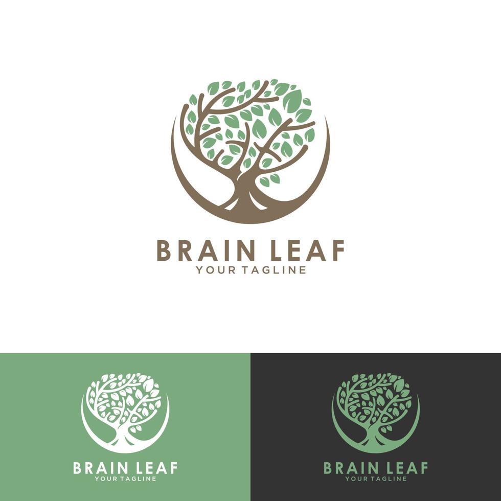 Brain Tree mit Root-Logo-Design-Template-Inspiration, Vektorillustration. vektor