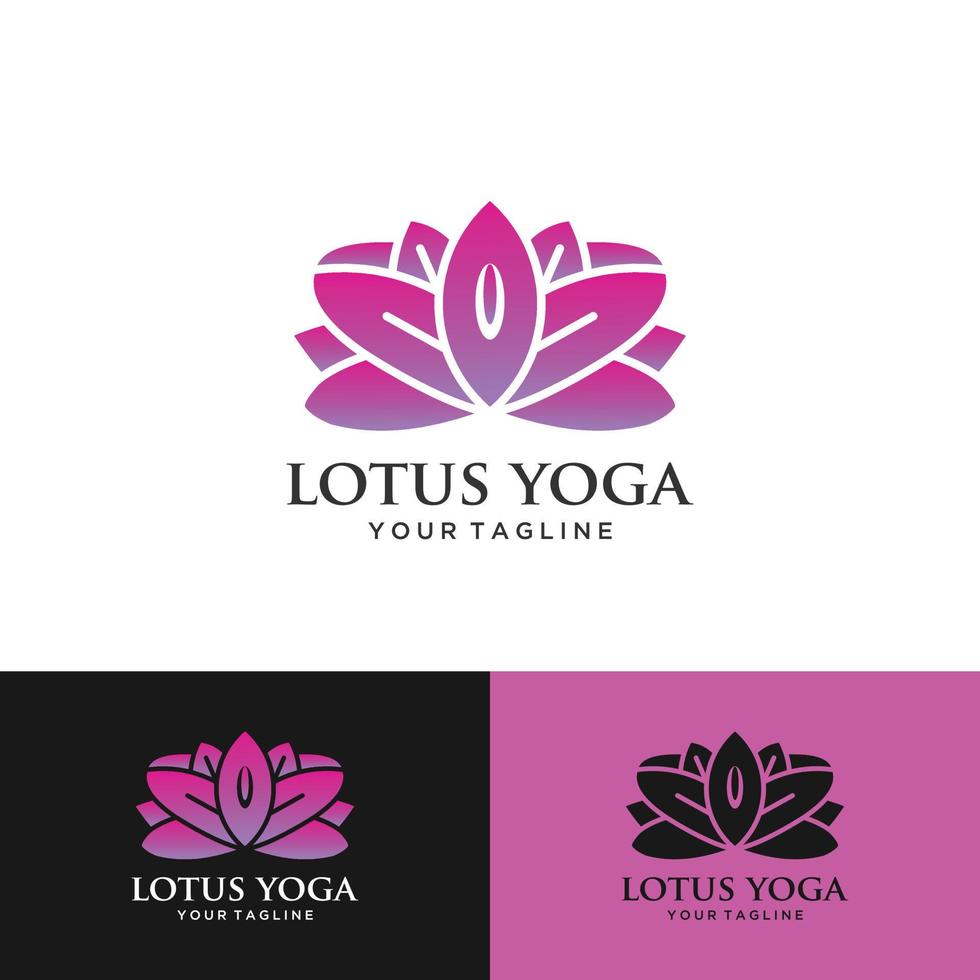 yoga lotus pose blomma logotyp design vektor mall. hälsa skönhet spa logotyp konceptikon.