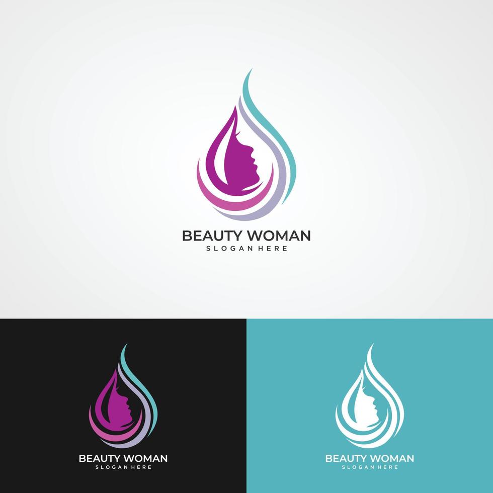 Logo Wajah Siluet, Kepala, Logo Wajah Terisolasi. gunakan für salon kecantikan, spa, desain kosmetik, dll vektor