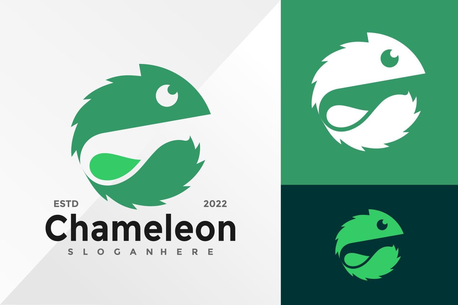 kameleont logotyp design vektor illustration mall