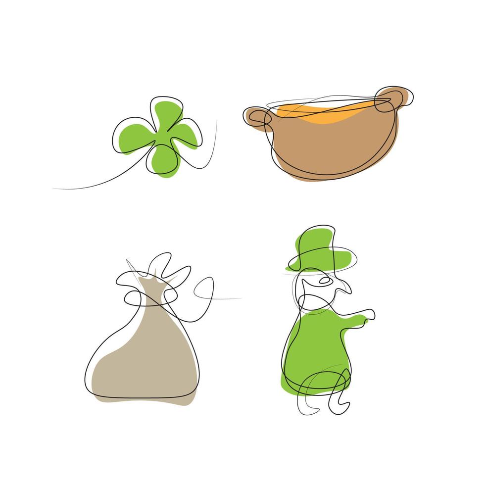 eingestellt für st patrick s day. Linie Kunst-Vektor-Illustration vektor