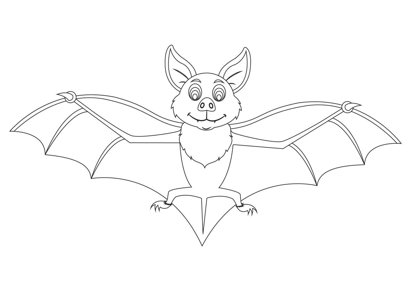 svart och vit tecknad bat isolerad på vit bakgrund vektor