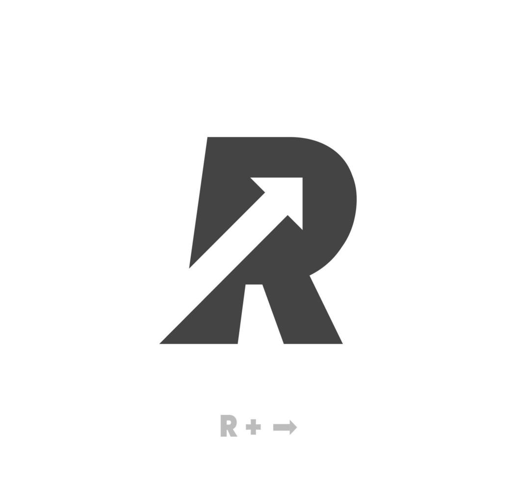 bokstaven r pil logotyp mall vektor eps. unik logotyp. vektor abstrakt brev enkel målpilikon. stigande pil.