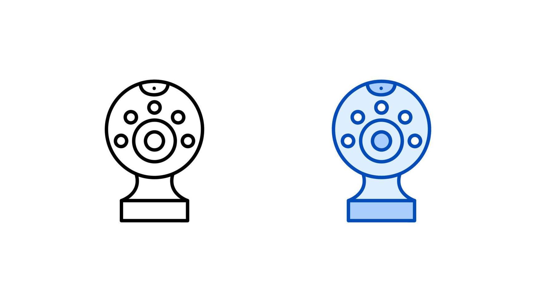 moderne Webkamera-Icon-Set. moderne einfache computerkamera. lineare und farbige symbolfertige vorlage. Laden Sie den einfachen Lineartechnologie-Gerätevektor herunter. weißer Hintergrund. vektor