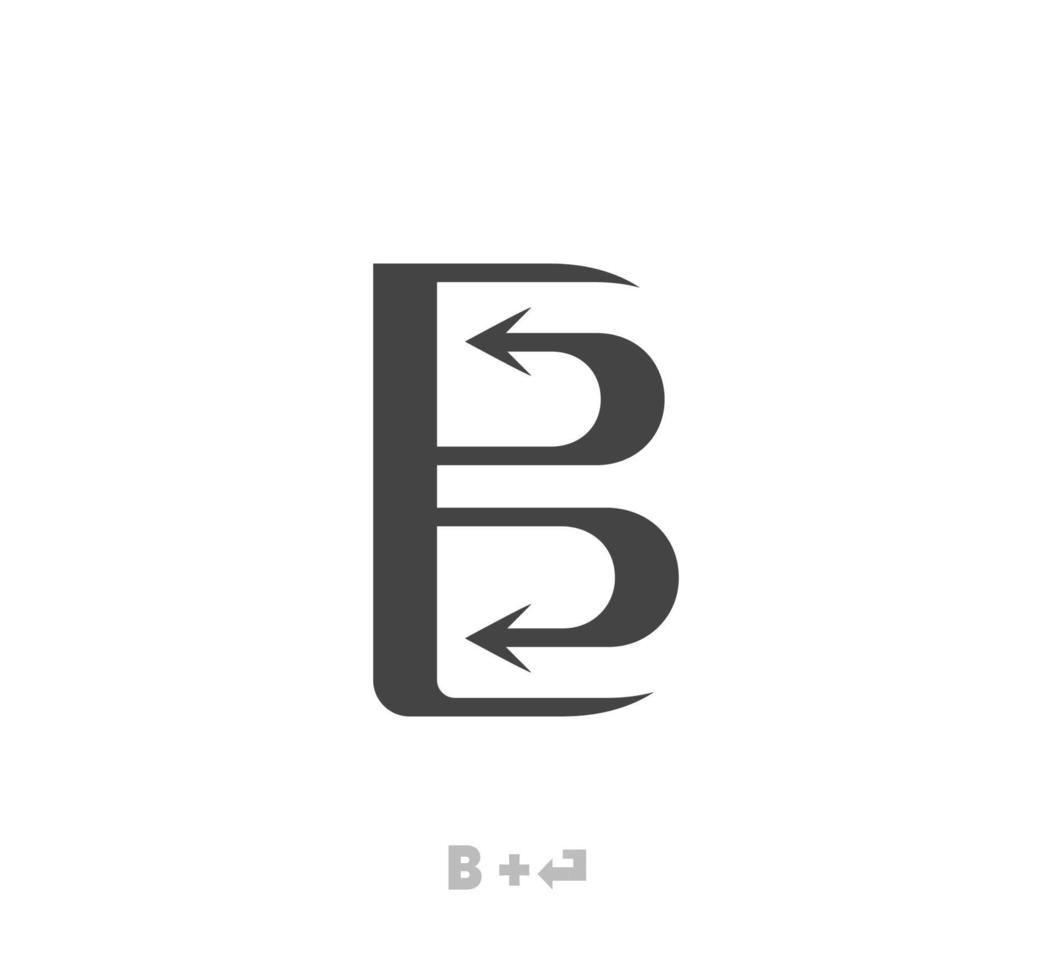 Buchstabe b Pfeil Logo Vorlage Vektor eps. zurückkehrender Pfeil. einzigartiges Logo. Vektor abstrakter Buchstabe einfacher Pfeil farbiges Zielsymbol.