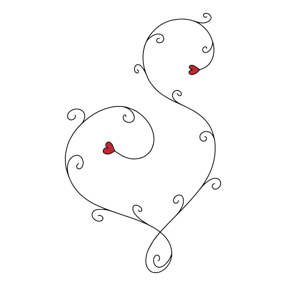 Vektor Blumenschmuck elegantes Element mit Herzen. Herzform schöne Dekoration für Einladungen, Grußkarten, Hochzeit