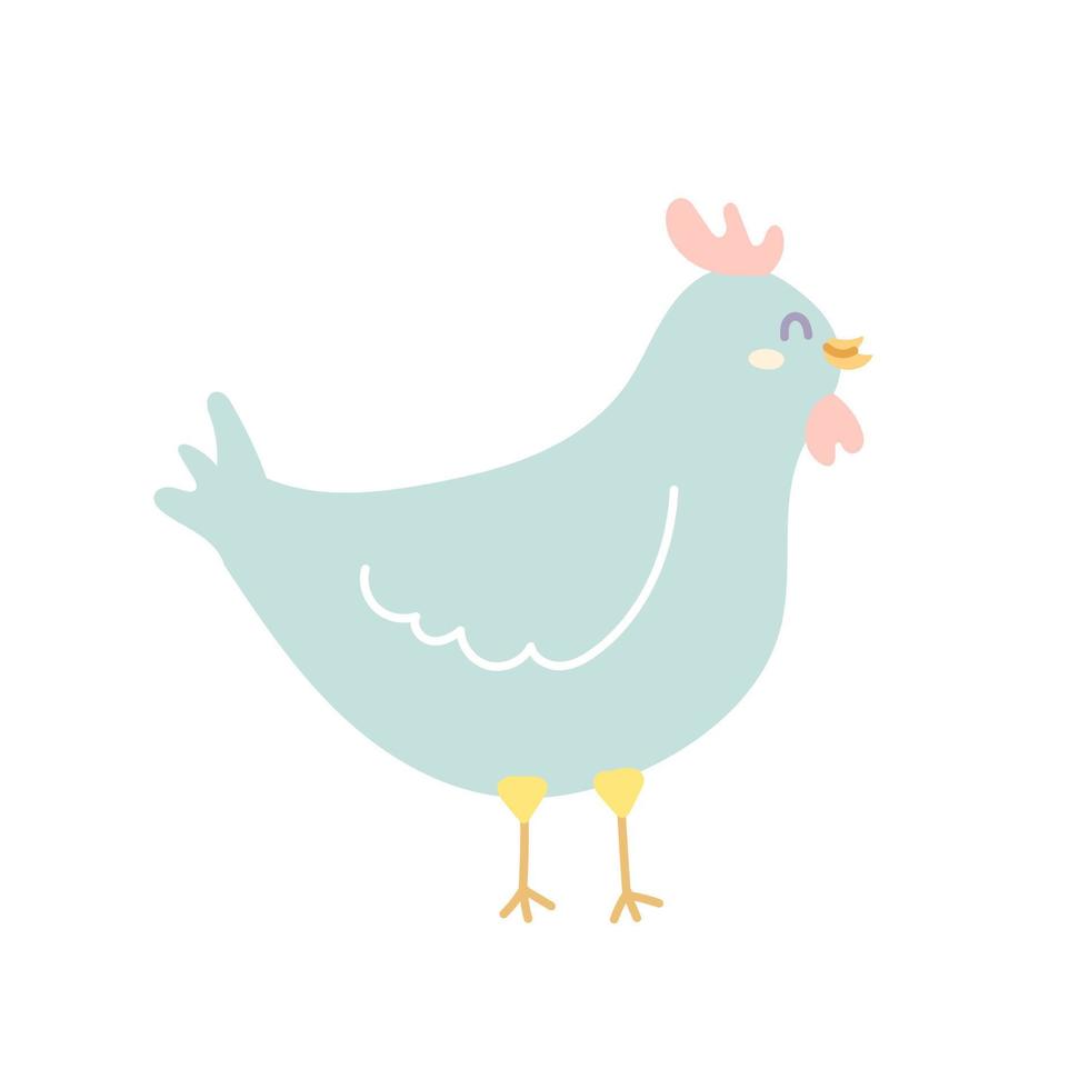 söt kyckling, vektor tecknad illustration i handritad stil
