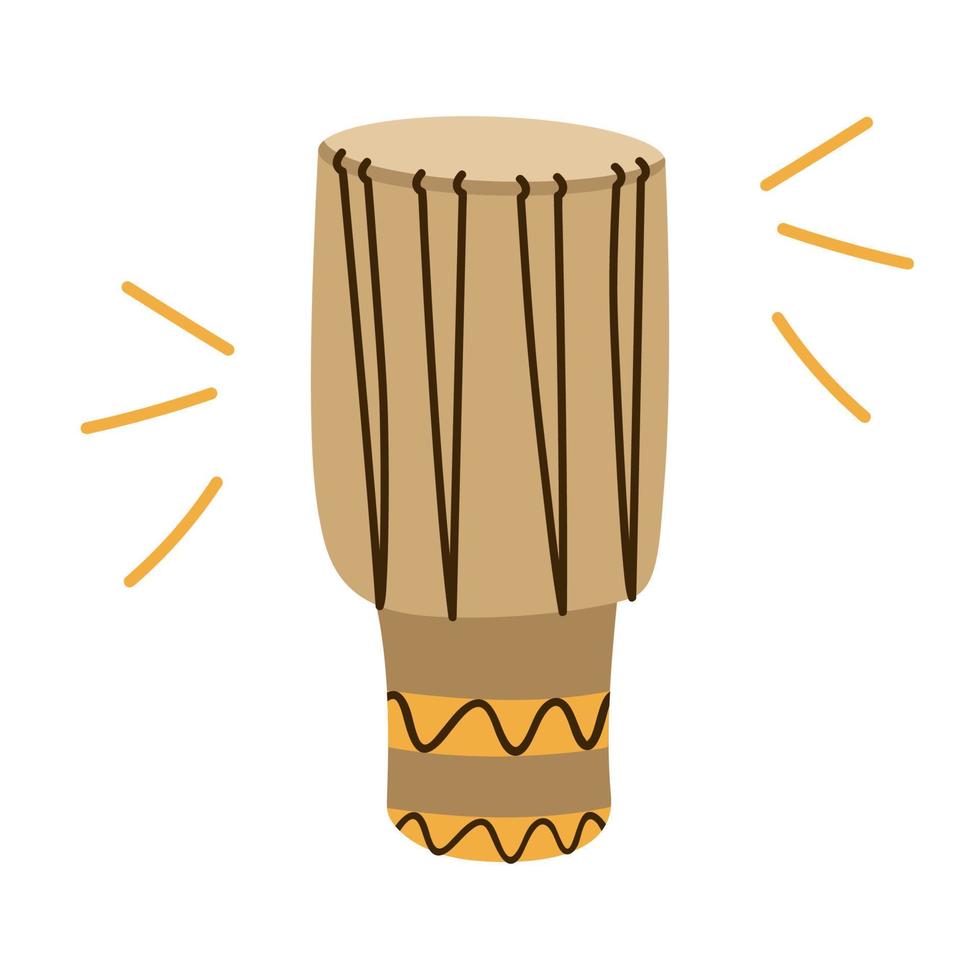 djembe, en afrikansk etnisk trumma. nationella musikinstrument. vektor illustration isolerad på en vit bakgrund.