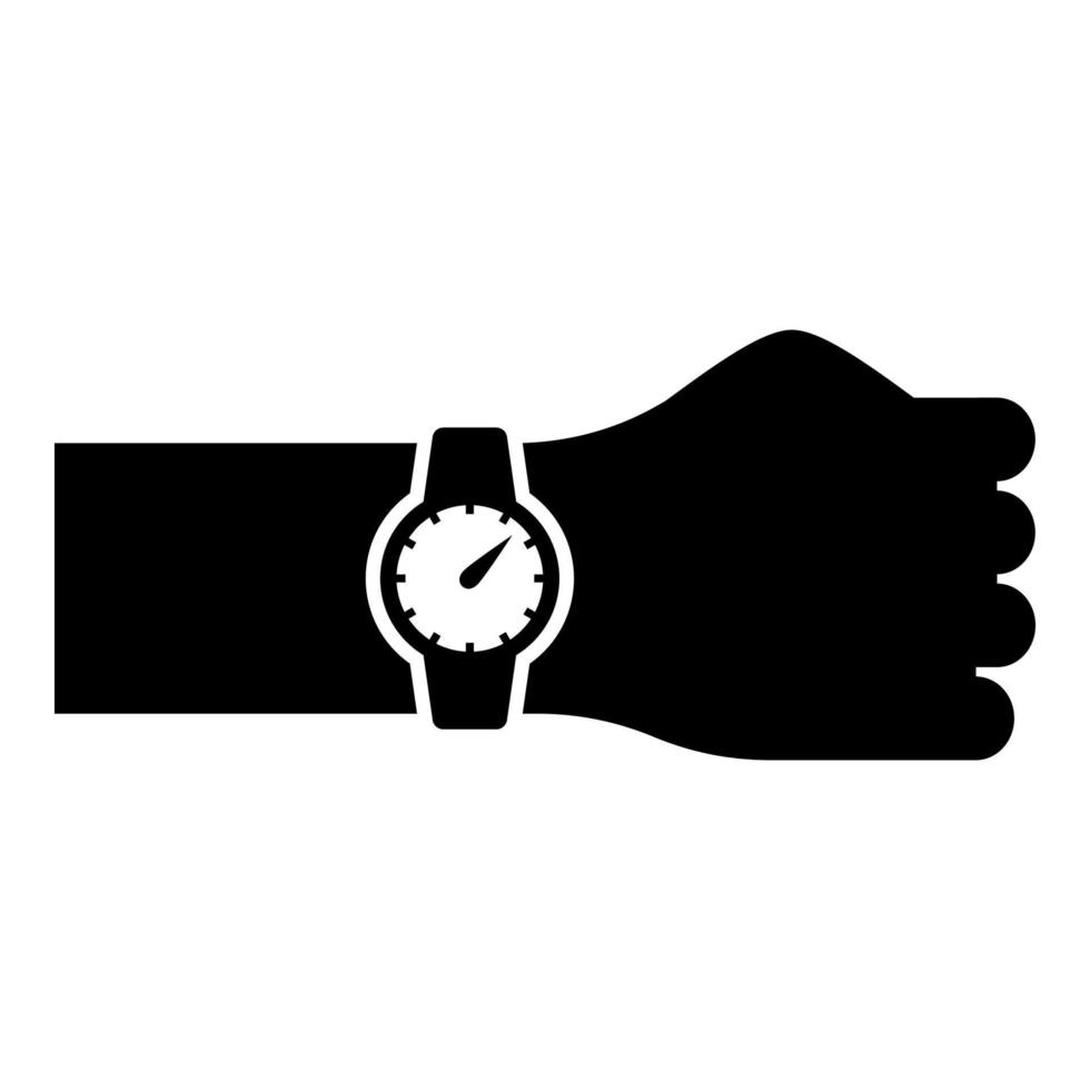 armbandsur till hands tid på klockan handikon svart färg vektor illustration bild platt stil