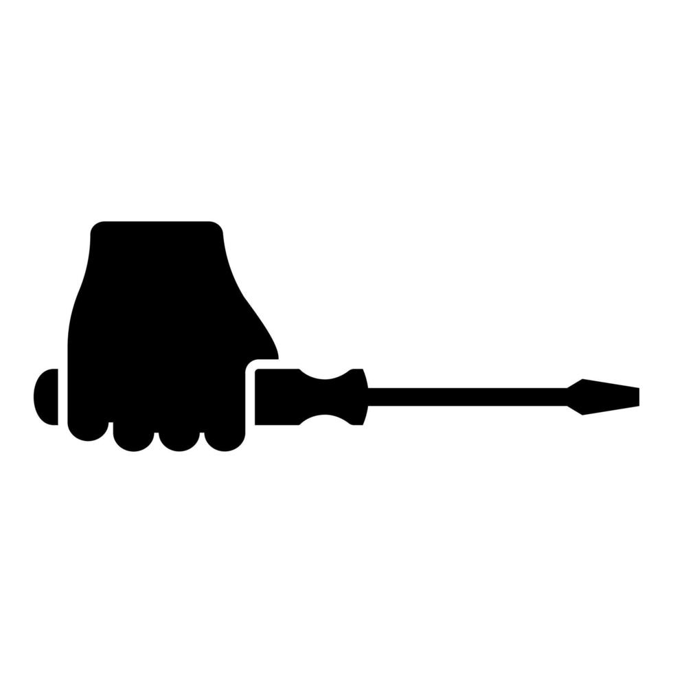 Schraubendreher in der Hand Symbol schwarz Farbe Vektor Illustration Bild flachen Stil