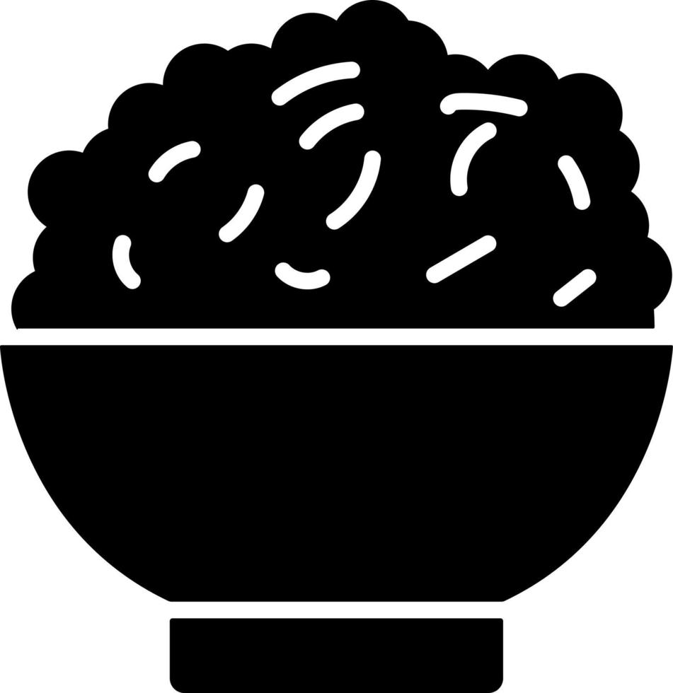 Reis in einem Schüssel-Glyphen-Symbol-Lebensmittelvektor vektor