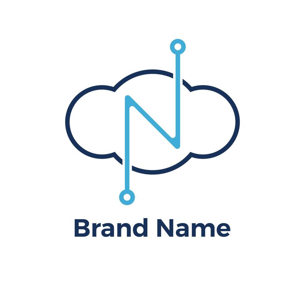 Cloud-Netzwerk-Logo - Buchstabe n vektor