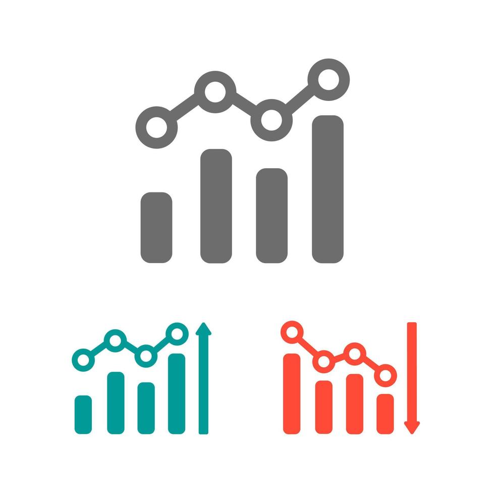 Analysesymbole nehmen zu und ab. flaches Design-Business-Symbol auf weißem Hintergrund vektor