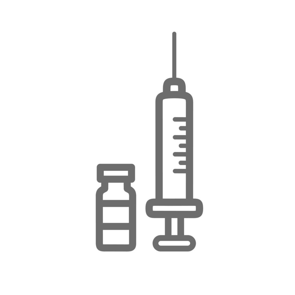 Symbol für Spritze und Impfung. flaches Design-Virusimpfstoff-Vektorsymbol auf weißem Hintergrund vektor