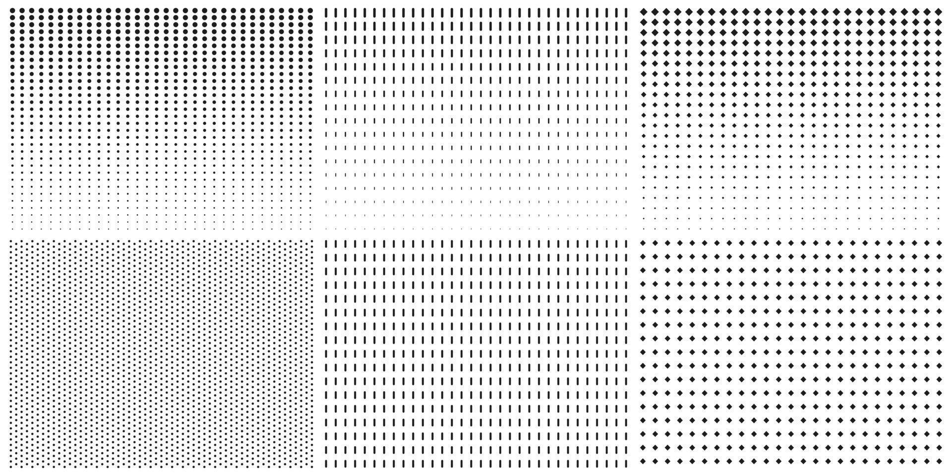 halvton prickad gradient. abstrakt svart och vitt raster. gradient geometriska rektanglar prickar bakgrund. tona halvtonsmönster. isolerade vektor illustration.