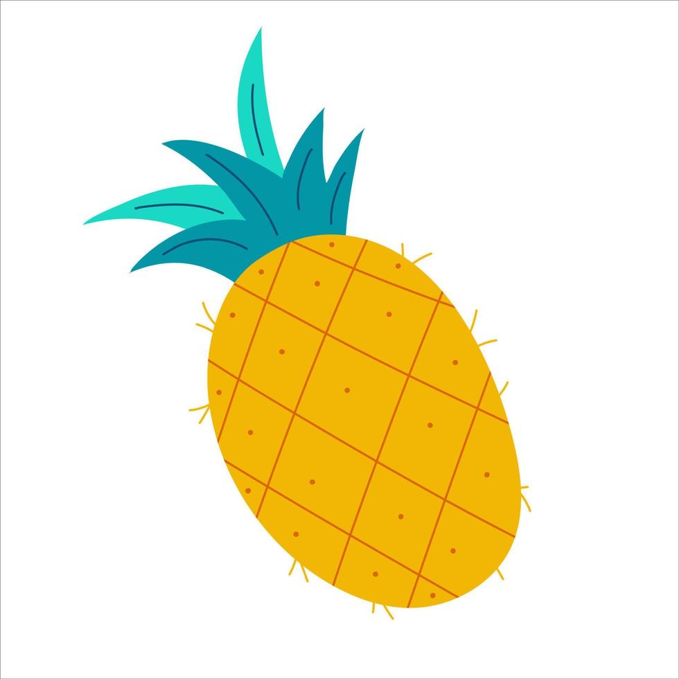 Illustration für dekoratives Design. ananas sommerfrucht isoliert auf weißem hintergrund.flache vektorillustration. gesundes bio-veganes essen vektor