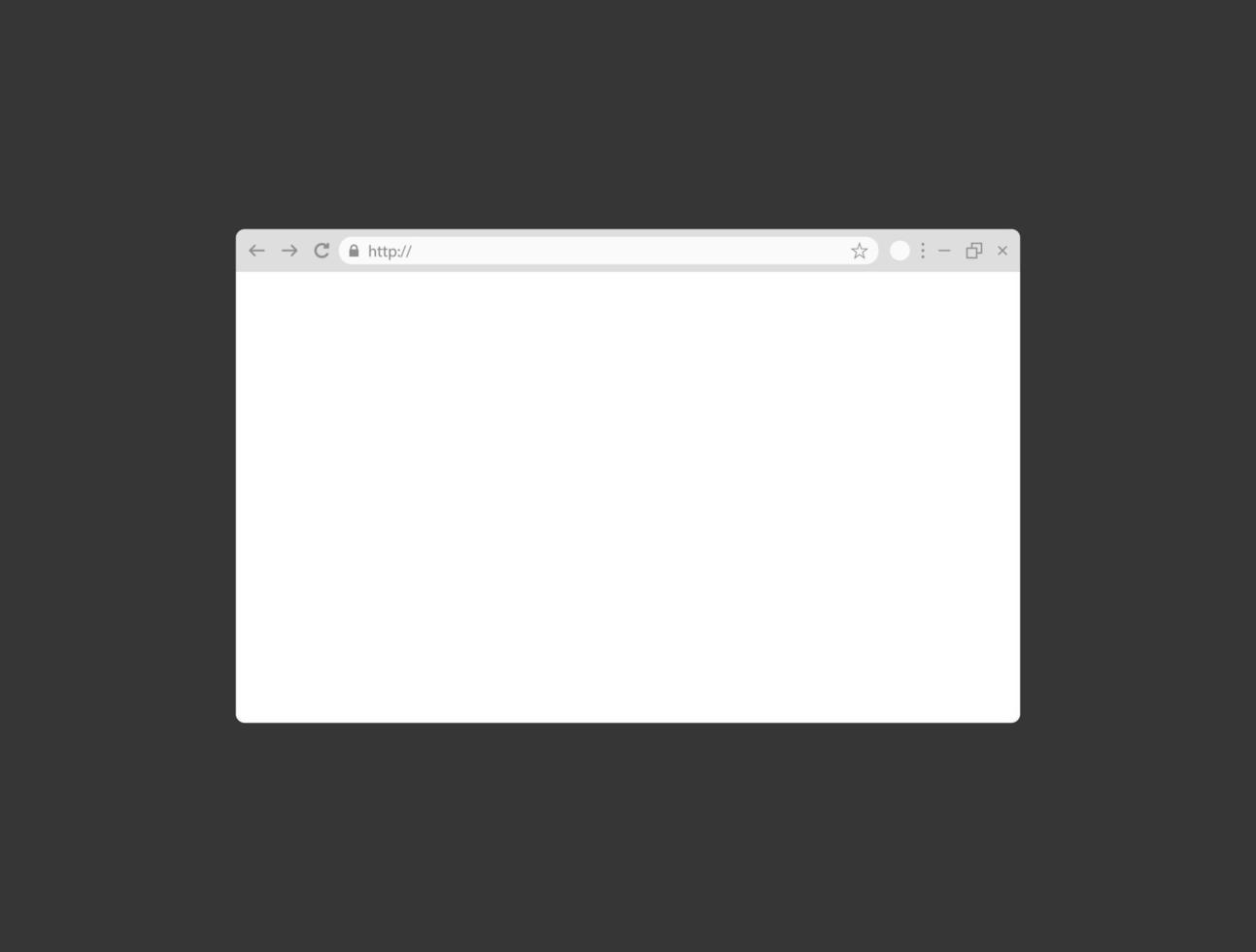 einfache leere weiße Vorlage für Webbrowser. leere mockup-browserseite für website. Suchleiste. Vektor