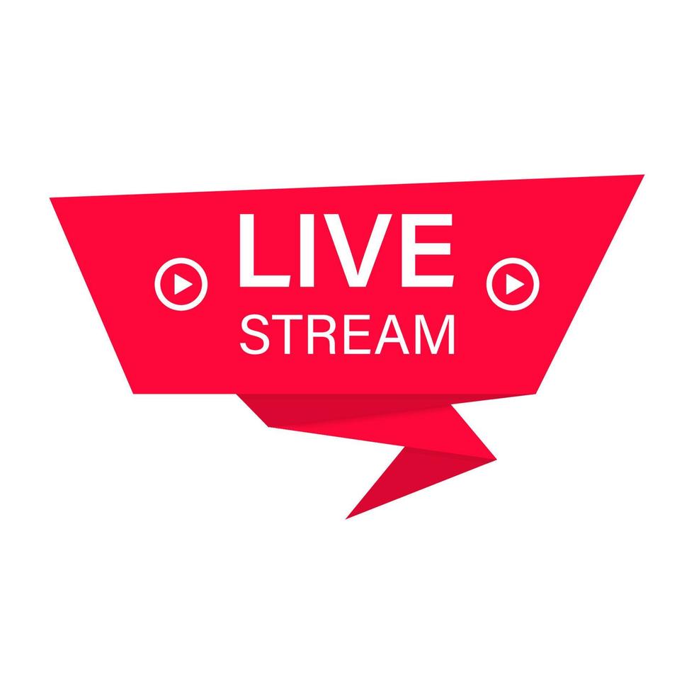 rotes Live-Stream-Schild. online-sendung, nachrichten, show, kanalfernsehen. Symbol für Livestream. Streaming-TV-Banner. isolierte Vektorillustration. vektor