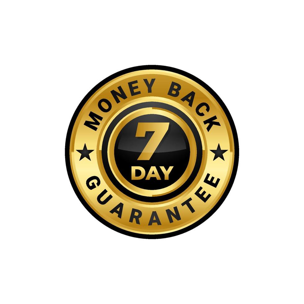 7-Tage-Geld-zurück-Garantie-Aufkleber-Vektor-Emblem, Zeichen der Garantie für Medien-Werbeprodukte vektor