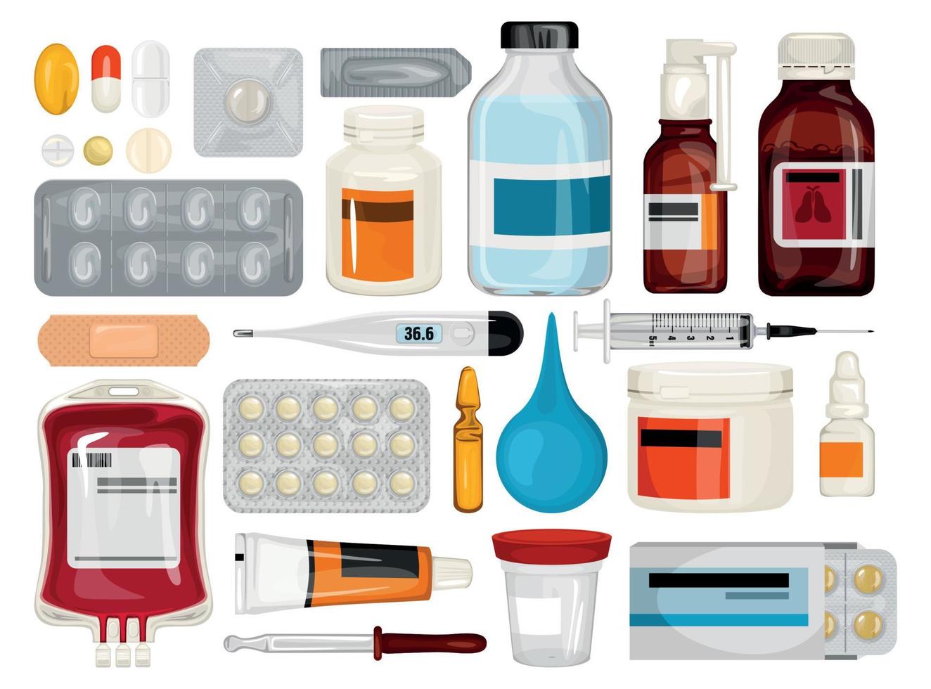 Sammlung von Symbolen für Medikamente im Gesundheitswesen vektor