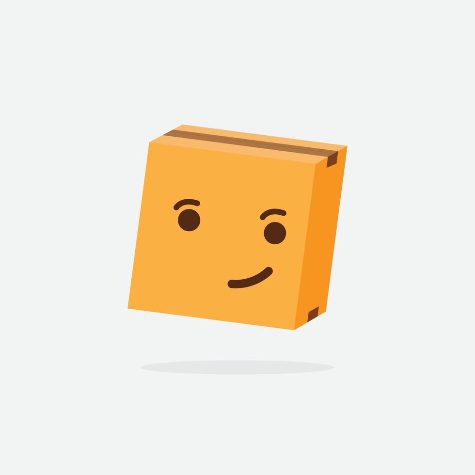 kartong låda. rolig låda. box karaktär. leveranslåda. box emoji. vektor