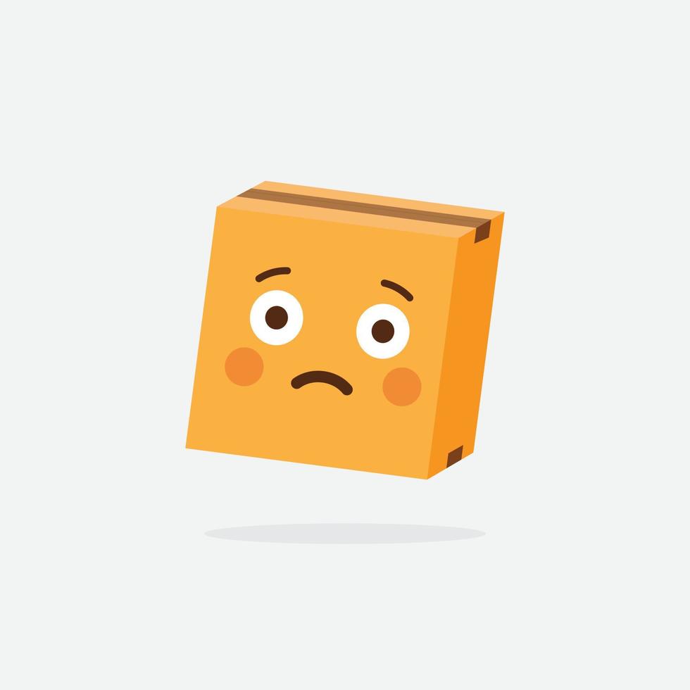 kartong låda. rolig låda. boxkaraktär. leveranslåda. box emoji. vektor