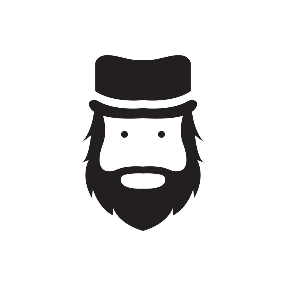ansikte gammal man med skägg och mössa logotyp design vektor grafisk symbol ikon illustration kreativ idé