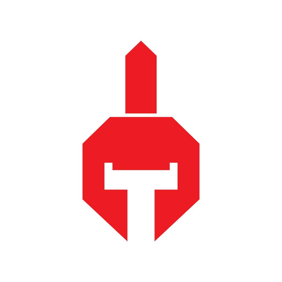 Spartaner Logo-Design des roten Helmkriegers, kreative Idee der Vektorgraphiksymbolikonenillustration vektor