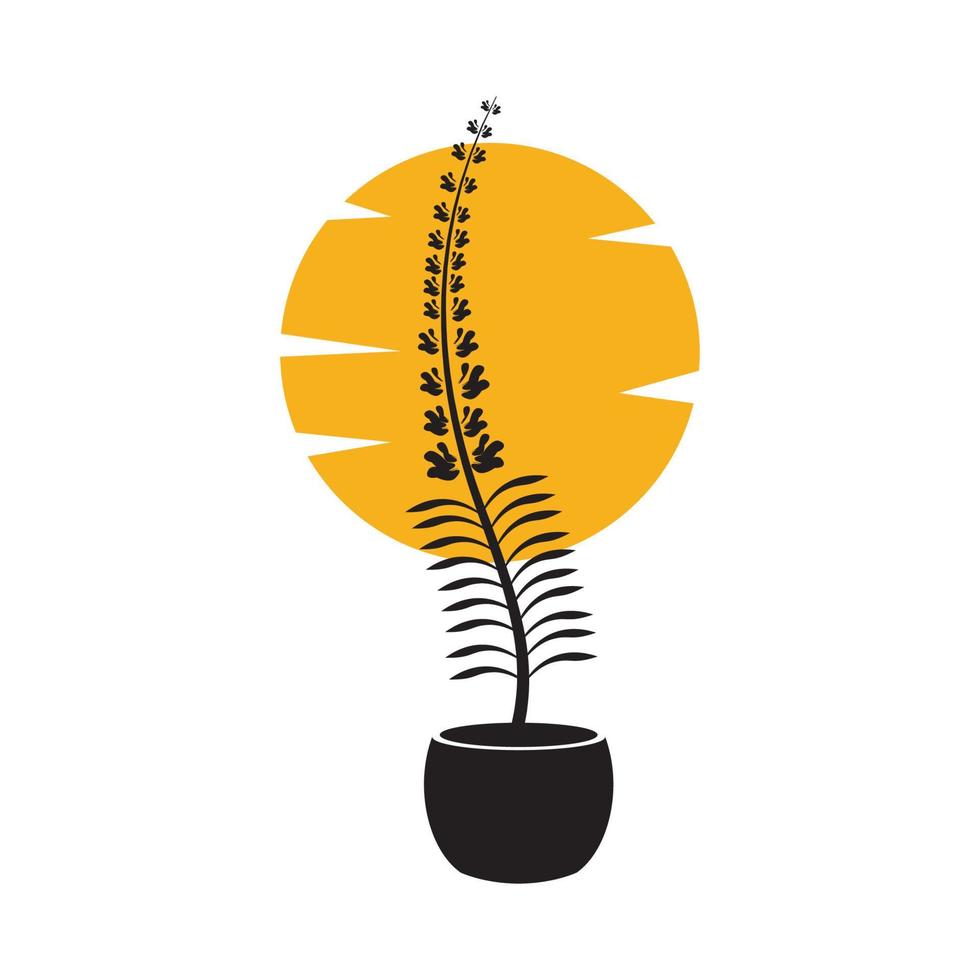 siluett lavendel växt med solnedgång logotyp symbol vektor ikon illustration grafisk design