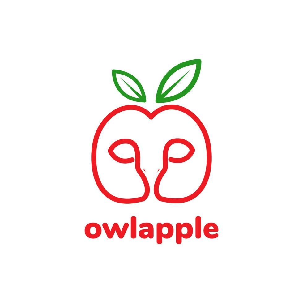 Gesicht Apfel Eule Logo Design, Vektorgrafik Symbol Symbol Illustration kreative Idee vektor