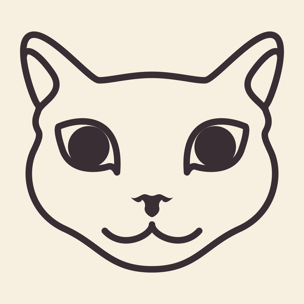husdjur katt huvud fett linjer söt logotyp design vektor ikon symbol grafisk illustration
