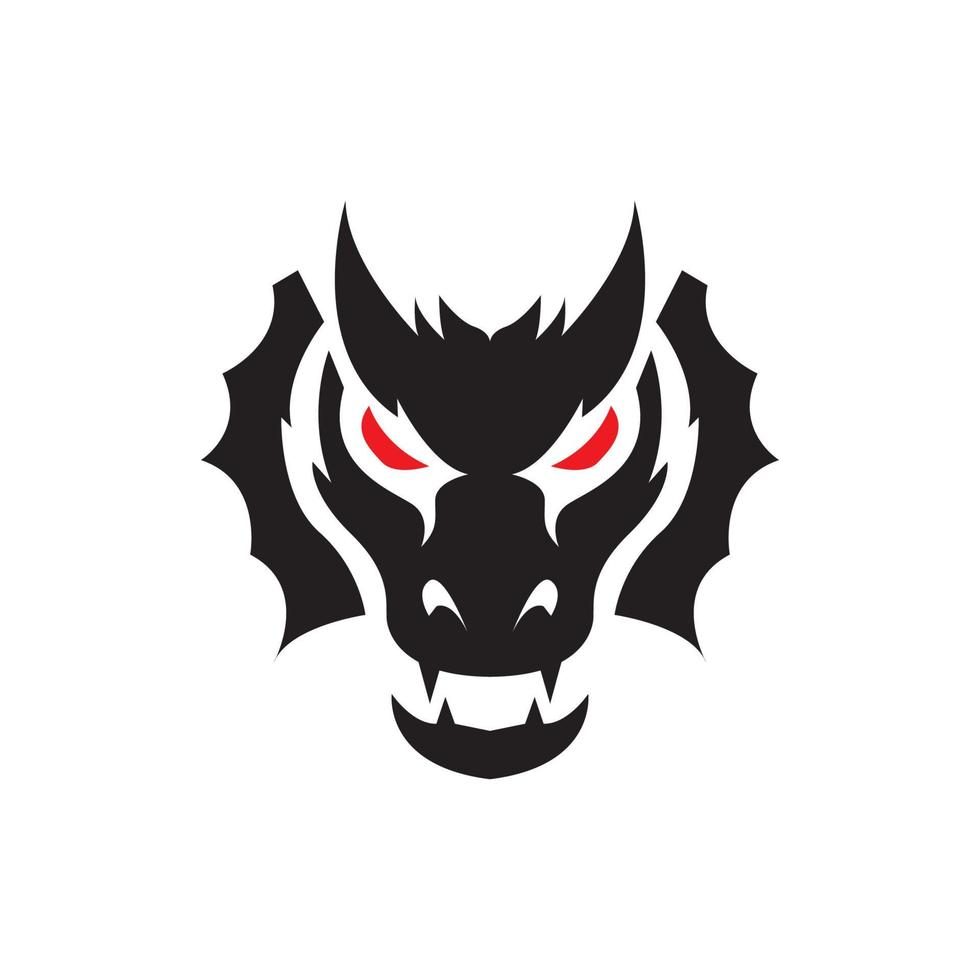 ansikte skrämma svart drake logotyp design, vektor grafisk symbol ikon illustration kreativ idé